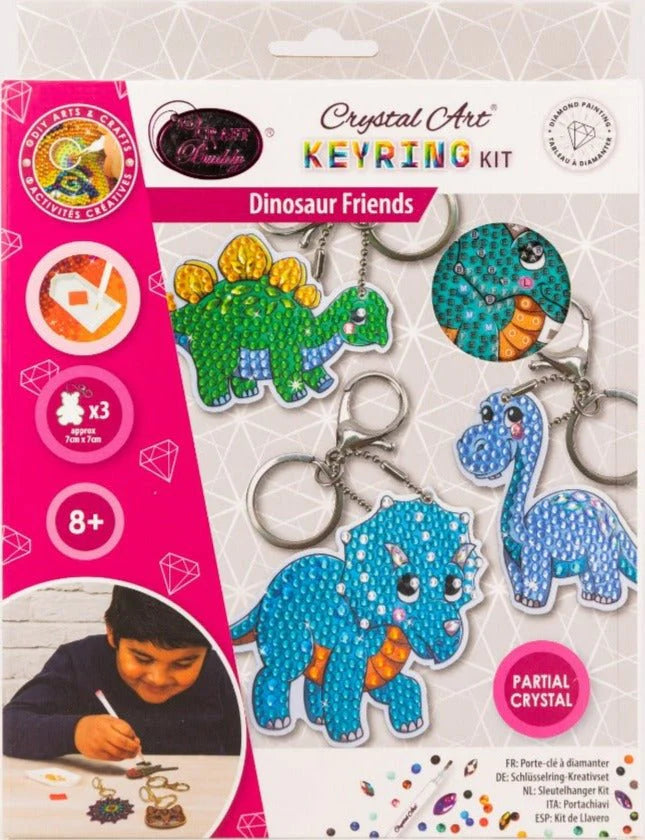 Dinosaur Friends, Crystal Art Keyring Kit