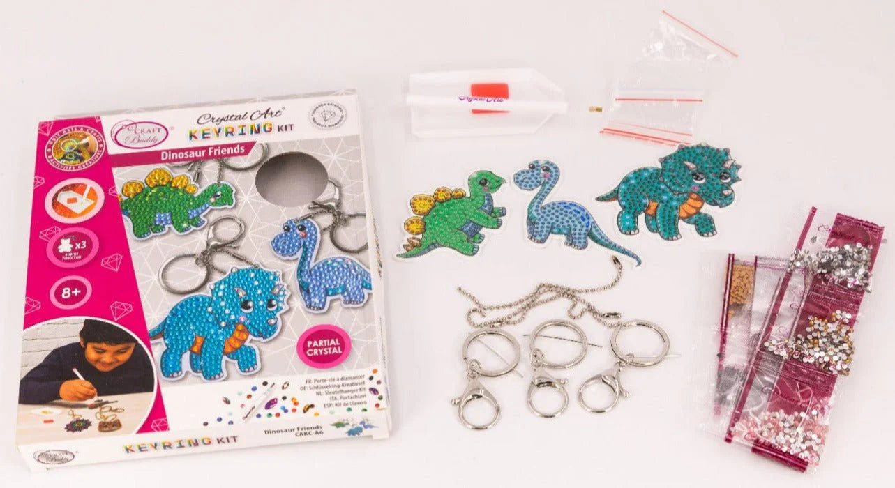 Dinosaur Friends, Crystal Art Keyring Kit