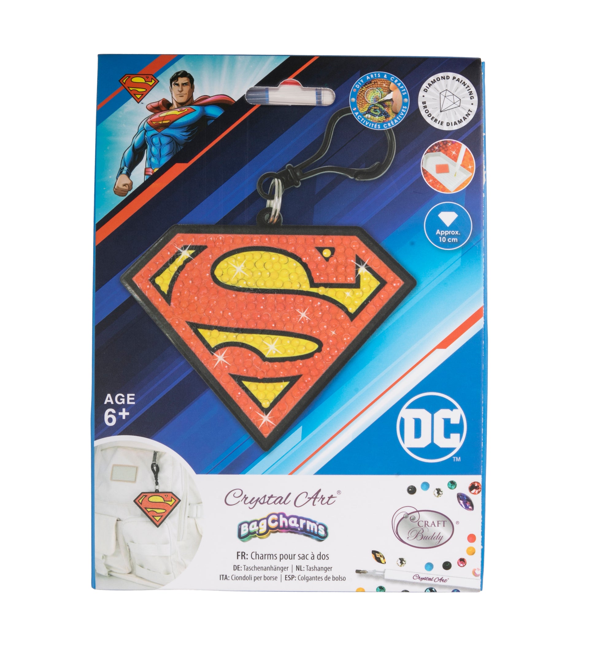 Superman, Crystal Art Bag Charm Kit