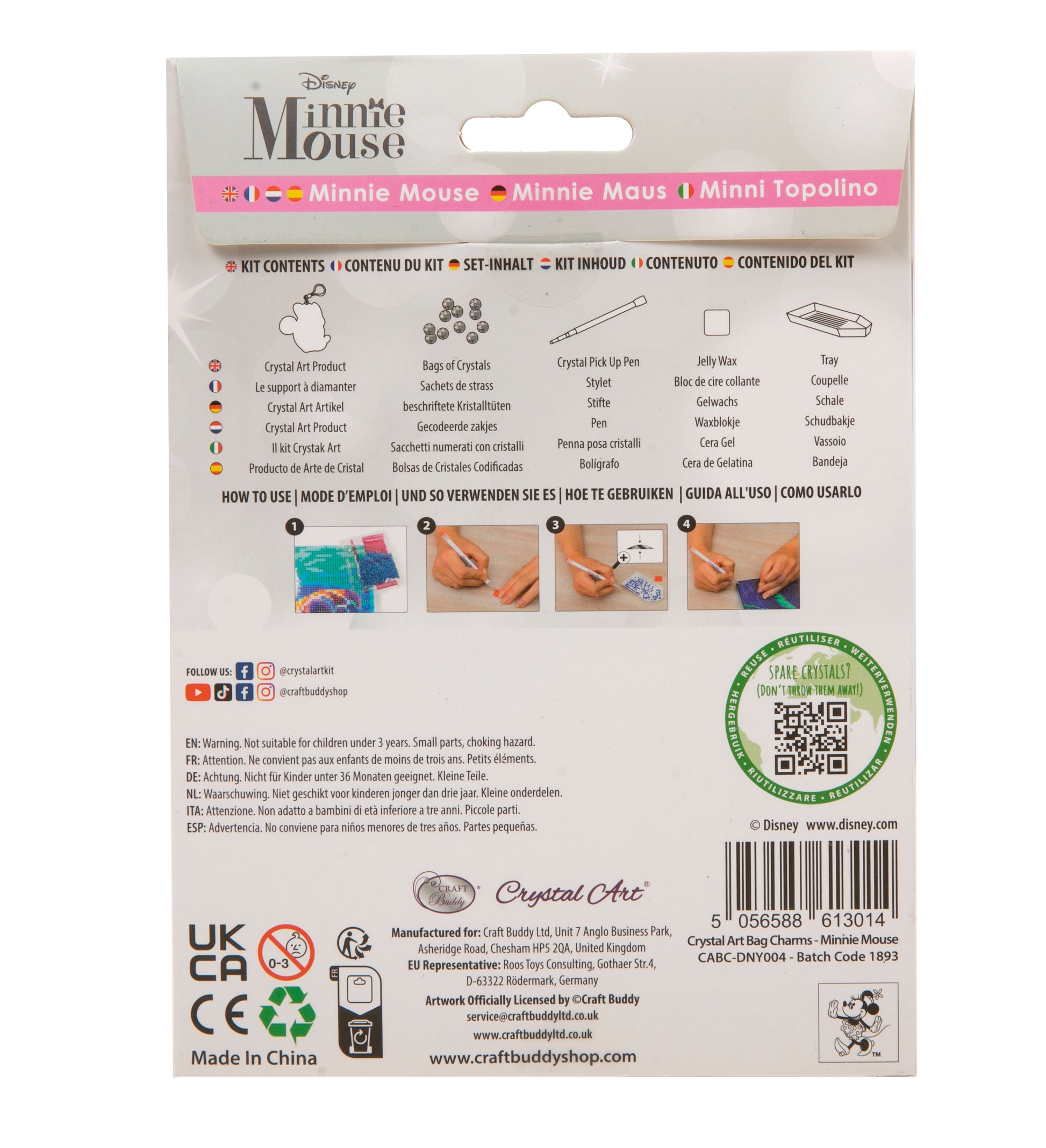 Minnie Mouse Crustal Art Bag Charm Kit