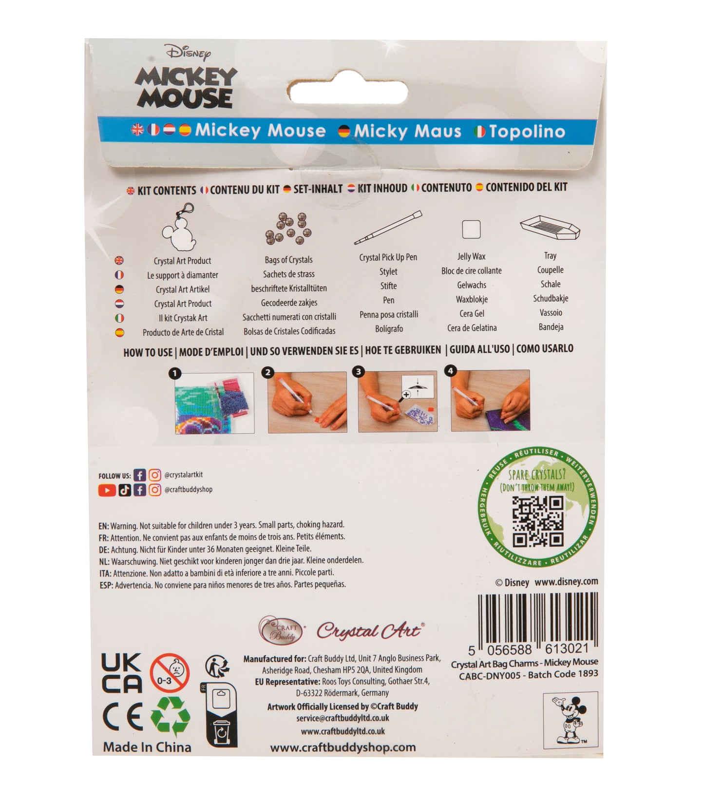 Mickey Mouse Crustal Art Bag Charm Kit