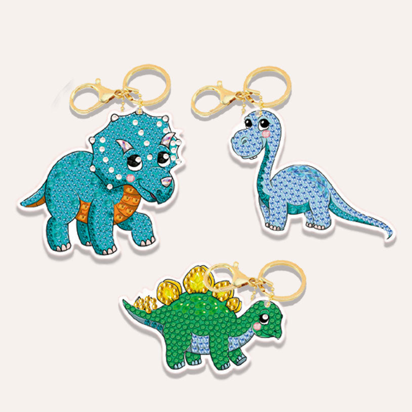 Dinosaur Friends, Crystal Art Keyring Kit