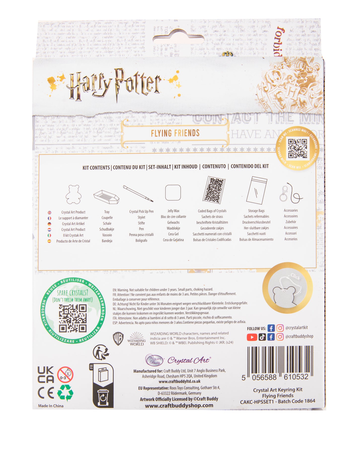 Harry Potter Crystal Art - Flying Friends Keychains