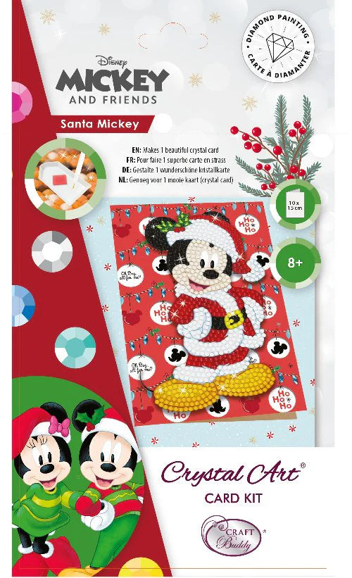 Santa Mickey Crystal Art Card 10x15cm